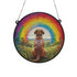 Labrador Chocolate Rainbow Bridge Stained Glass Effect Suncatcher